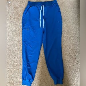 High Waisted Zamora™ Jogger Scrub Pants. Size: medium. Color: royal blue.